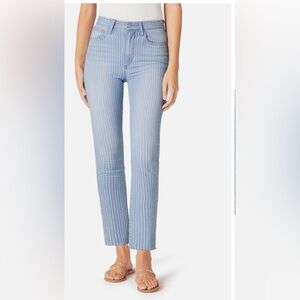 Joe’s Jeans High-Rise Wide-Leg Cropped Jeans in Vintage Pinstripe Sz 30